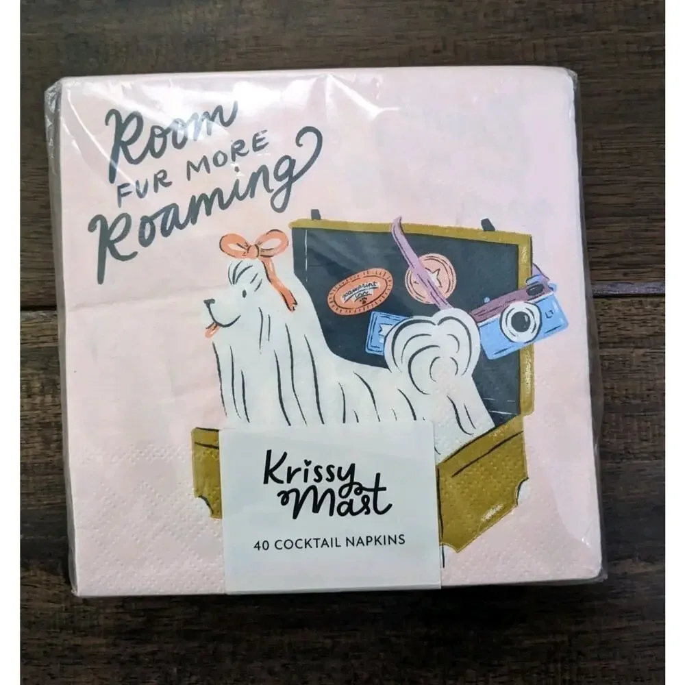40 CT GUEST NAPKINS Dog Room Fur More Roaming New Krissy Mast Desiner
